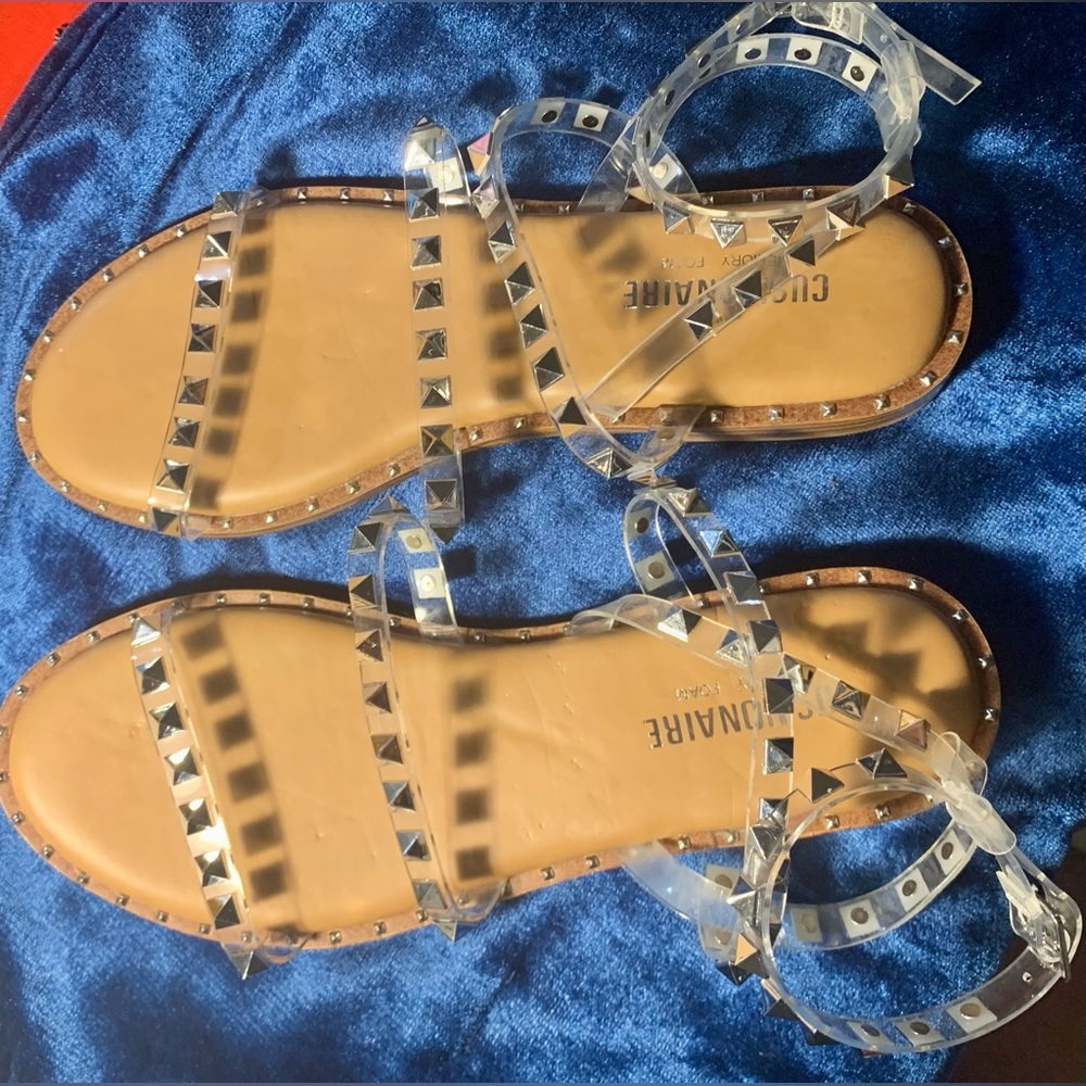 ♥️Cushionaire Clear Strappy Studded Sandals (Talia size 6.5)